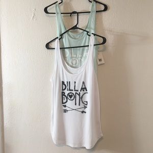 2 Billabong Signature Tanks (1-White, 1-Aloe)